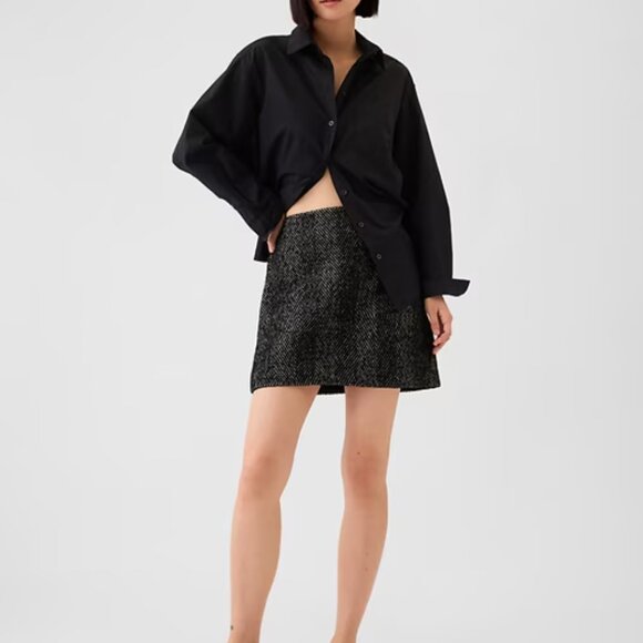 Gap Herringbone Mini Skirt, Black and White, Size 4, NWT - Picture 1 of 6